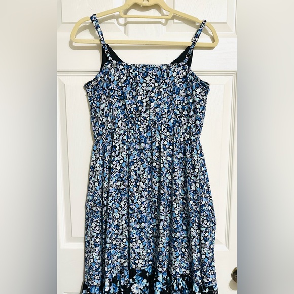 Elle Blue Floral Fit & Flare Maxi Dress Size Large Sundress Boho - Picture 3 of 9